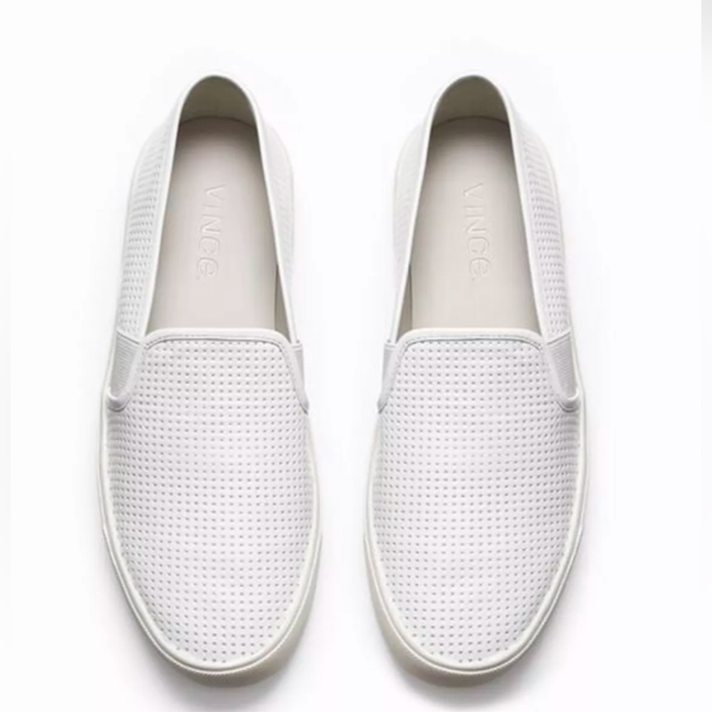 Vince Women's Blair Slip-On Sneaker Shoes White Perforated Leather Size 9M *GUC